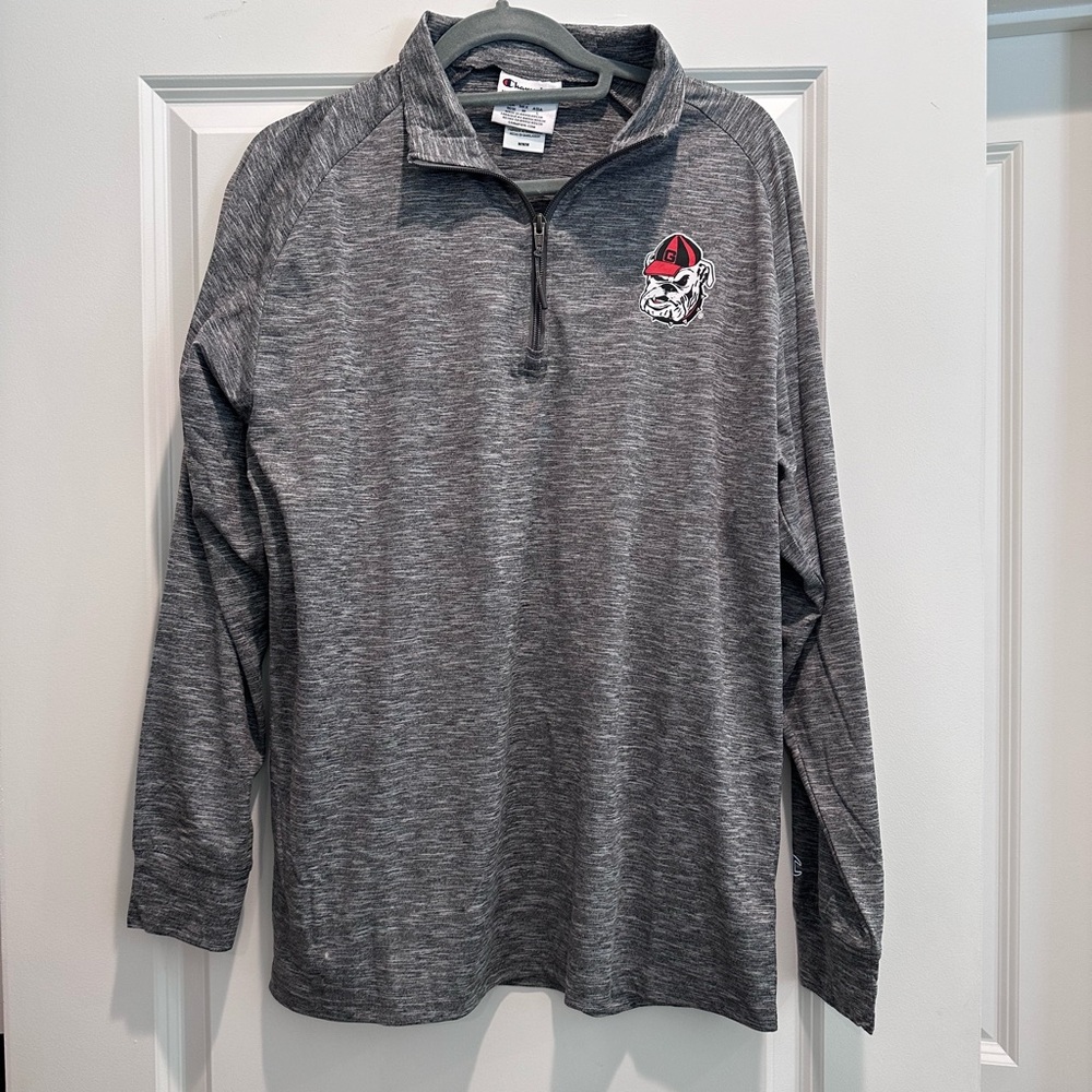 UGA Champion Heather Gray Pullover with Logo